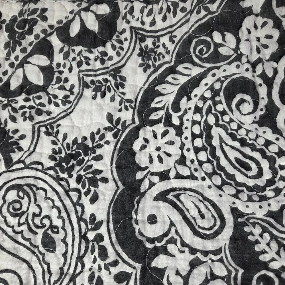 Lush Decor Aubree Black and White Paisley Geometric Quilted Pillow Shams Bedding